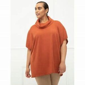 Eloquii Elements Sweaters Mock Neck Tunic Sweater Plus Sz 22/24 Rust Orange
